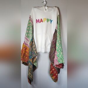 Upcycled Kantha Colorful Patchwork Sleeve Hoodie